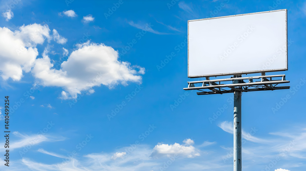 Empty Billboard Against A Clear Sky With Clouds Empty Billboard Against A Clear Sky With Clouds
