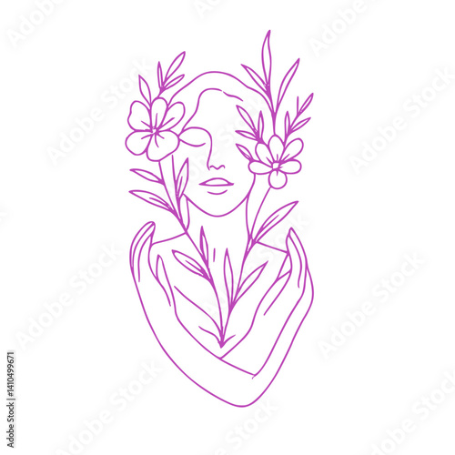 pink flower woman vector
