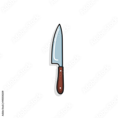 Kitchen knife with wooden handle on a white background  
