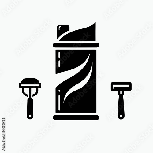 Shaving Cream Can Silhouettes in black on a white background