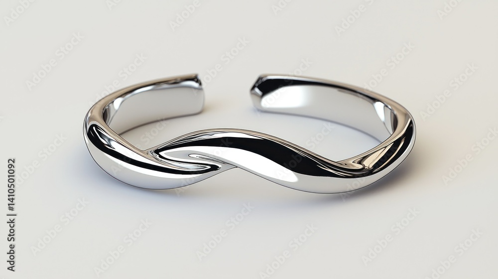 A shiny silver ring with a unique twisted design A shiny silver ring with a unique twisted design