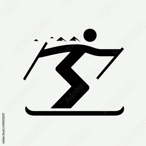 Ski Pole Silhouettes in black on a white background