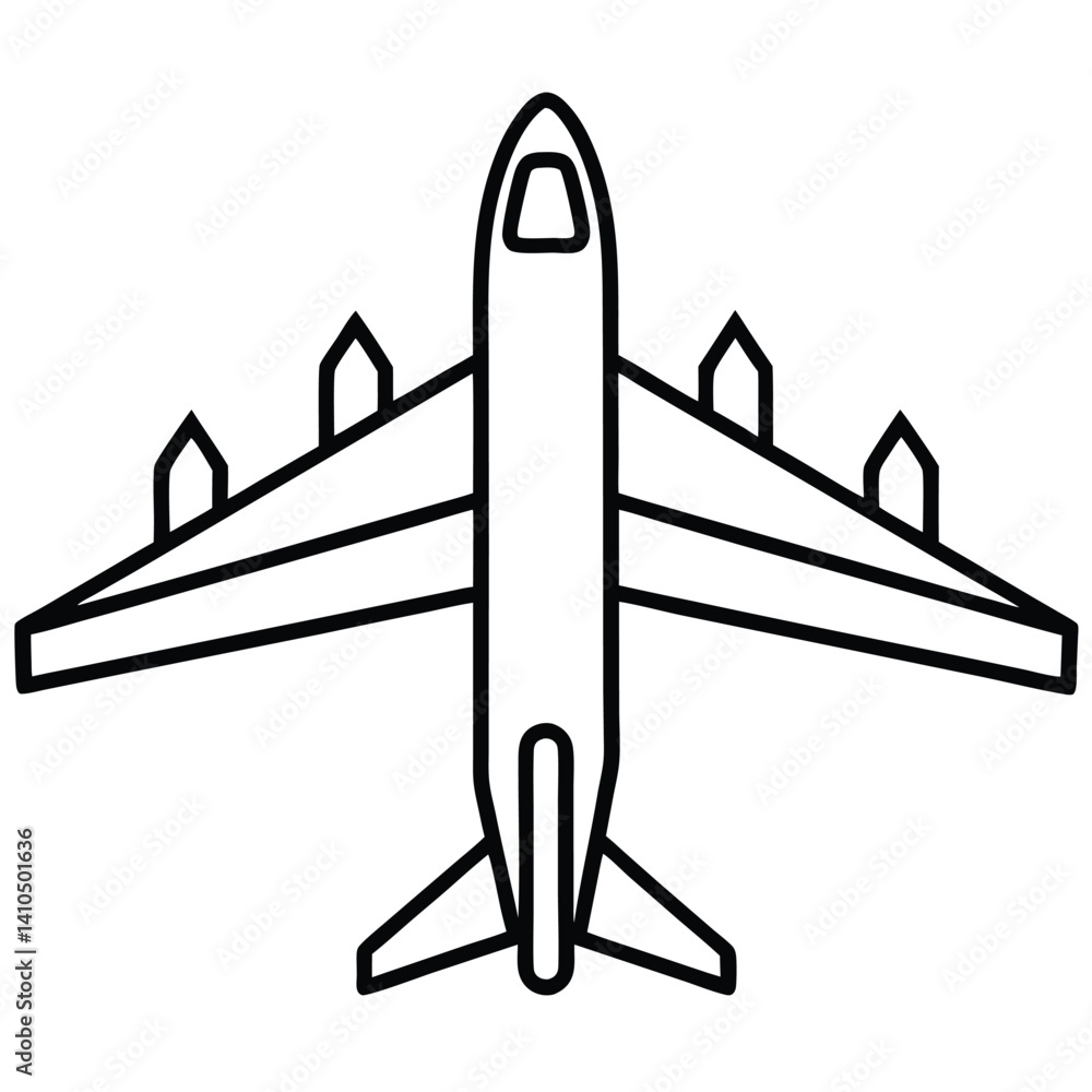 Simple airplane silhouette vector in clean line art for travel design Simple airplane silhouette vector in clean line art for travel design
