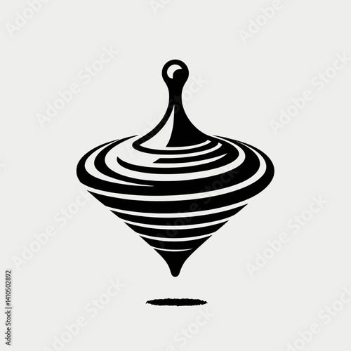 Spinning Top Silhouettes in black on a white background