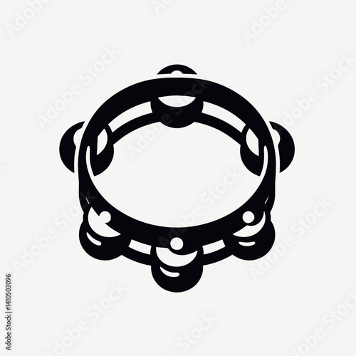 Tambourine Jingle Silhouettes in black on a white background