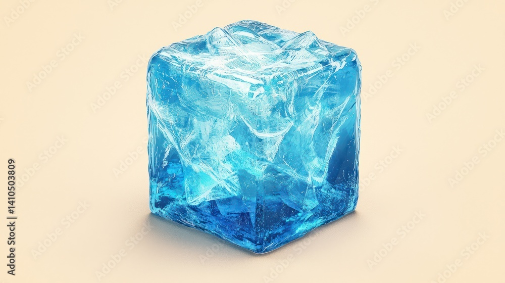 Fototapeta premium Digital 3D rendering of a fractured ice cube