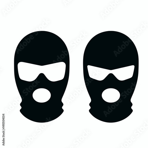 Ski Mask Silhouettes in black on a white background