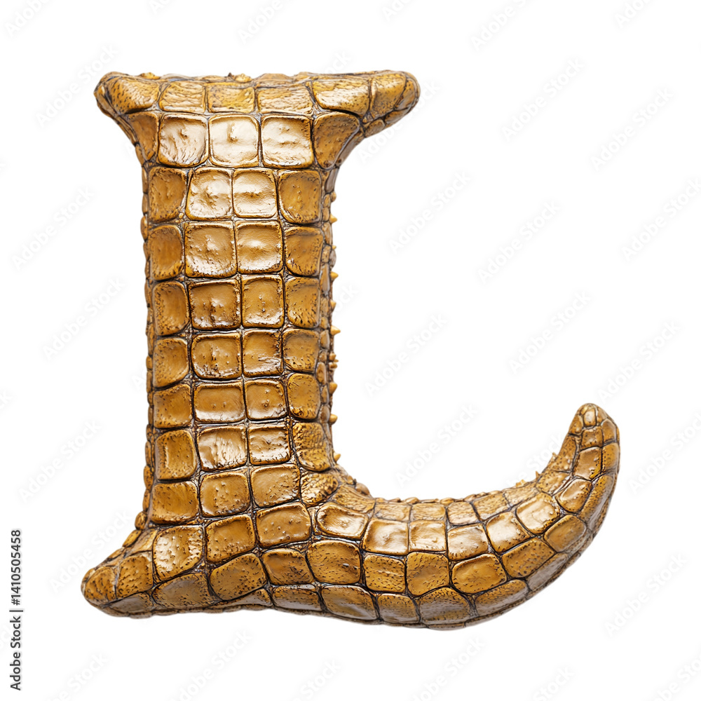 Fototapeta premium Crocodile Letter L Wild Animal Shaped Letter isolated on transparent background PNG