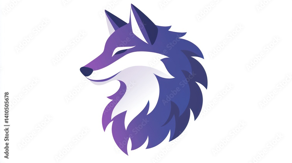 Fototapeta premium Cartoon wolf profile, vibrant colors, graphic design, for digital media