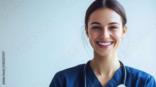 Young nurse happy and greeting concept isolated on white background with character design.