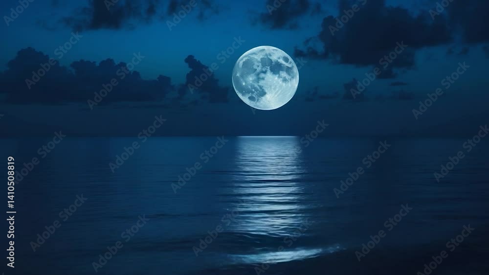 This visual representation of a deep blue sea and moonlit night sky would make a fantastic travel backdrop. This visual representation of a deep blue sea and moonlit night sky would make a fantastic travel backdrop.