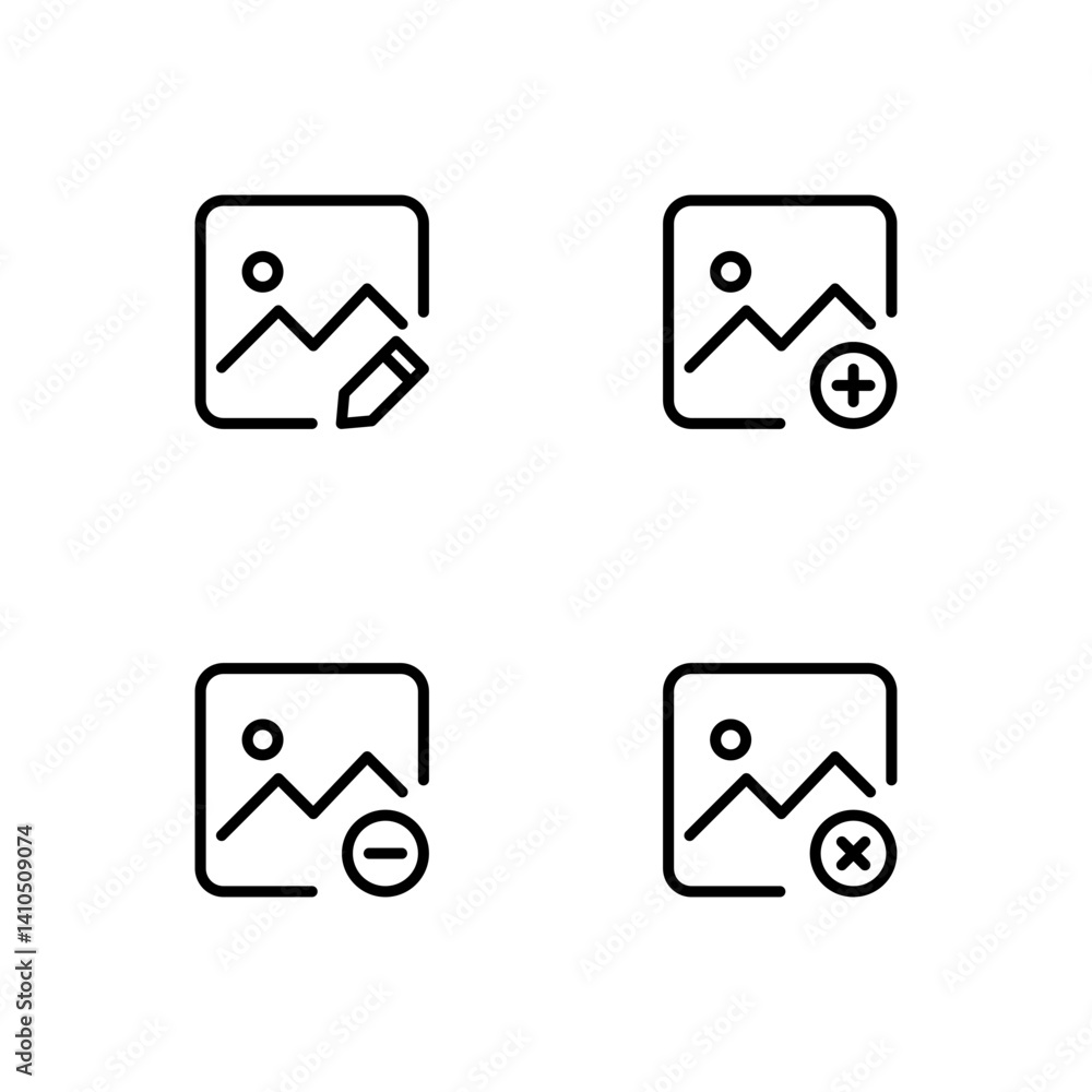 Image icon set. Picture icon. Picture edit icon. Gallery icon. Image icon set. Picture icon. Picture edit icon. Gallery icon.