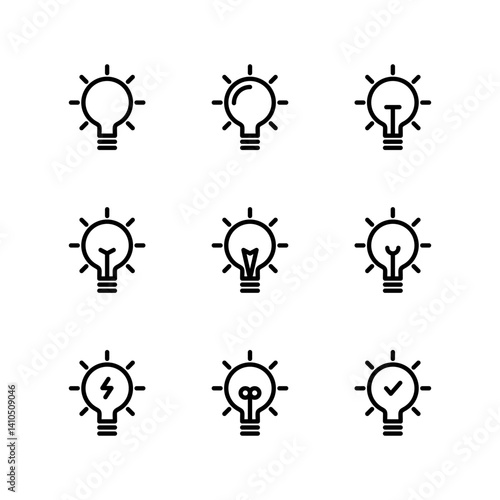 Light bulb icon set. Bulb icons. Light icon.