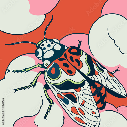 Colorful full-body vector illustration of a Bombardier Beetle, ideal for educational, scientific, and nature-themed digital projects.