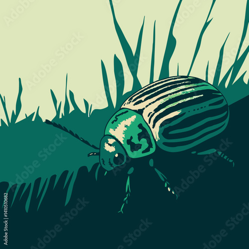 Colorful full-body vector illustration of a Bombardier Beetle, ideal for educational, scientific, and nature-themed digital projects.
