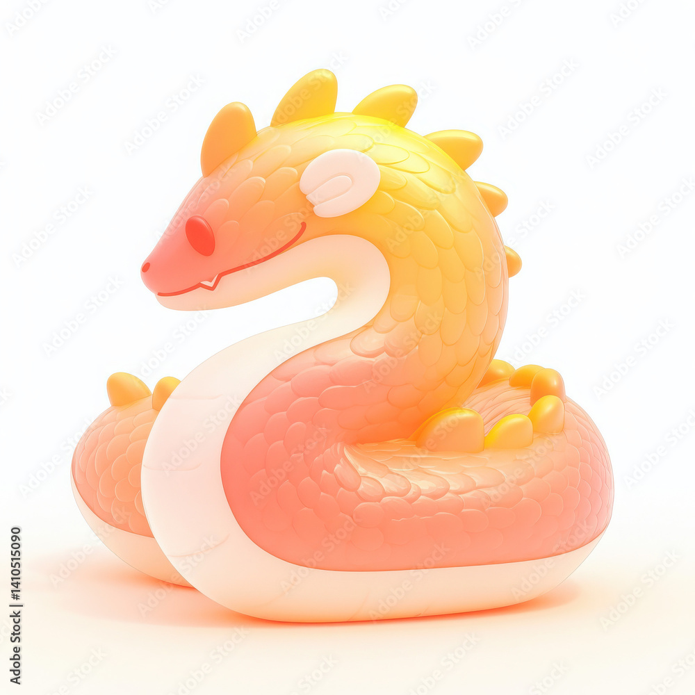 Fototapeta premium Colorful inflatable dragon toy on a white isolated background.