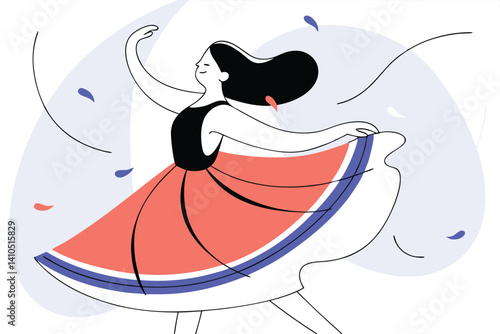 Dancing girl illustration on white background