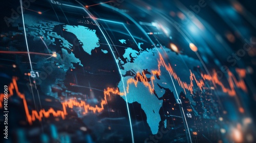 Global business investment money currency financial growth coin market profit economy stock exchange banking on 3d background with wealth foreign world cash finance city graph bank chart fund concept.