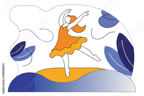 Dancing girl illustration on white background