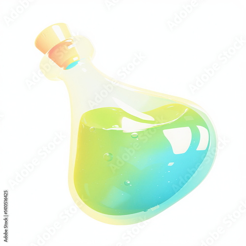 Colorful potion in a stylish glass bottle, perfect for creative projects.