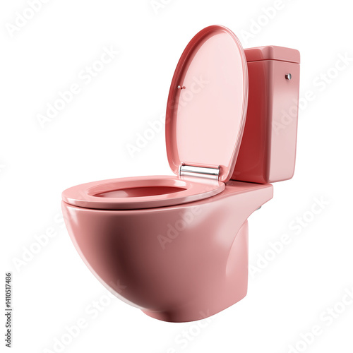 Classic pink toilet design showcasing retro aesthetics in a modern bathroom on white or transparent background