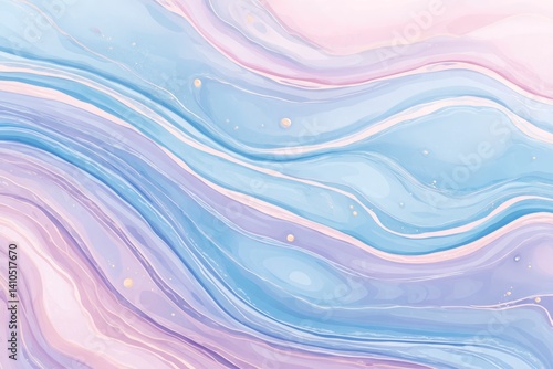 Smooth Fluid Marble Texture Showcasing Soft Pink and Gentle Blue Hues, Creating a Serene and Calming Backdrop for Various Design Uses