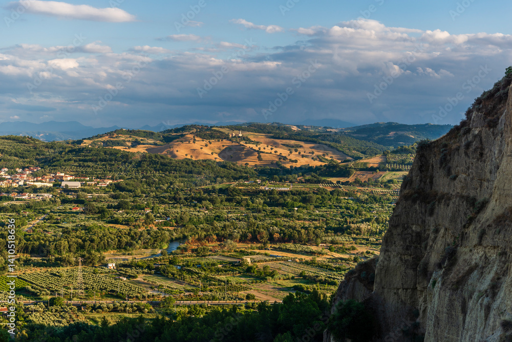 Fototapeta premium rural countryside landscape during a sunny summer day inside Val d'Agri, Basilicata