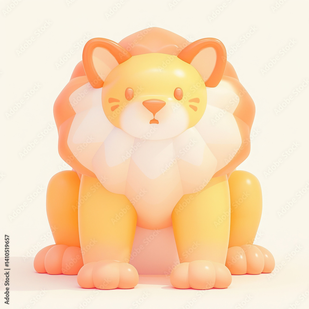 Naklejka premium Cute and colorful cartoon lion with a friendly expression on a white isolated background.