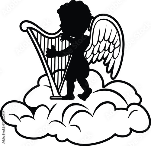 angel and cupid ,classic, ireland, harpist, playing, melody
