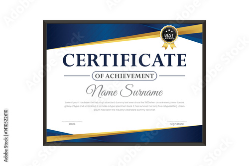 certificate Diploma of achievement template design with green gradient and black color