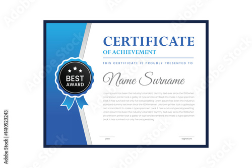 certificate Diploma of achievement template design with green gradient and black color