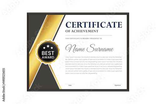 certificate Diploma of achievement template design with green gradient and black color