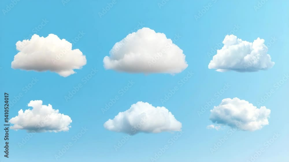 Collection of Fluffy Clouds Floating in a Clear Blue Sky Creating a Serene Atmosphere Collection of Fluffy Clouds Floating in a Clear Blue Sky Creating a Serene Atmosphere