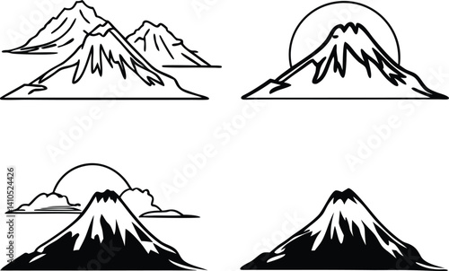 set of mountain icons ,symbol, design, sign, set, rock