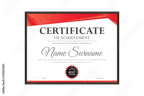 certificate Diploma of achievement template design with green gradient and black color
