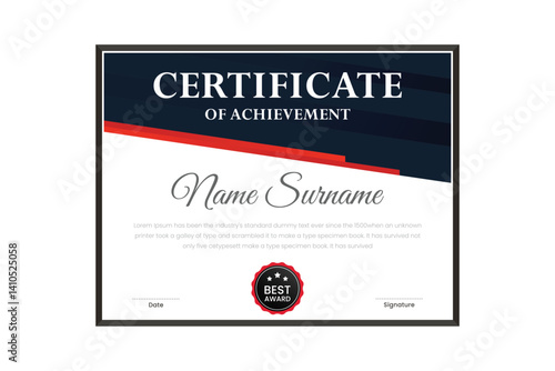 certificate Diploma of achievement template design with green gradient and black color