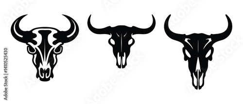 Stylized Bull Skull Illustration: Tribal and Artistic Wildlife Design