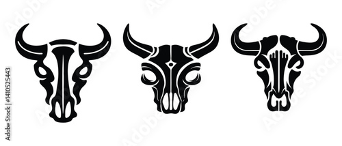 Stylized Bull Skull Illustration: Tribal and Artistic Wildlife Design