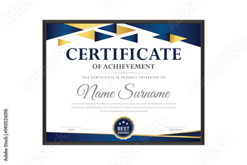 certificate Diploma of achievement template design with green gradient and black color