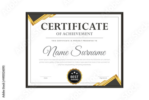 certificate Diploma of achievement template design with green gradient and black color
