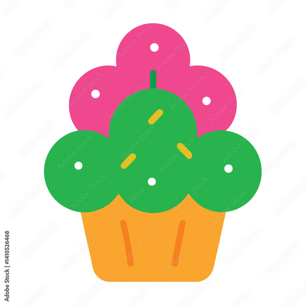 Cupcake with clover decoration and sweet frosting icon Cupcake with clover decoration and sweet frosting icon