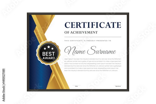 certificate Diploma of achievement template design with green gradient and black color