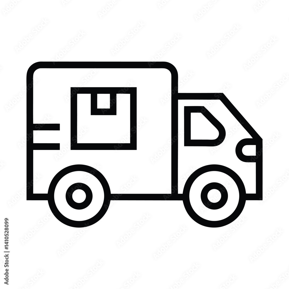 Modern Delivery Truck Outline Icon with Transparent Background and Box Design Modern Delivery Truck Outline Icon with Transparent Background and Box Design