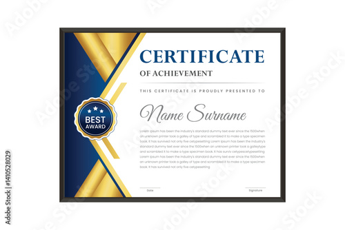 certificate Diploma of achievement template design with green gradient and black color