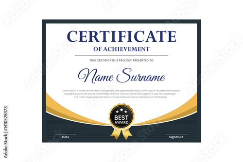 certificate Diploma of achievement template design with green gradient and black color