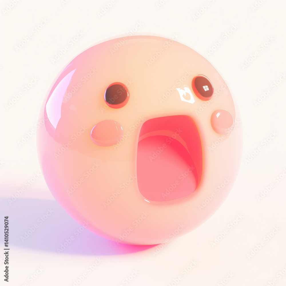 Fototapeta premium Cute shocked face cartoon character, white isolate background.