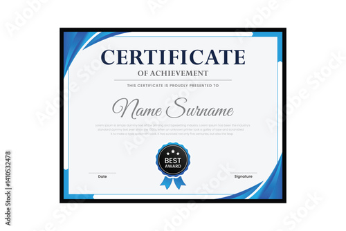 certificate Diploma of achievement template design with green gradient and black color