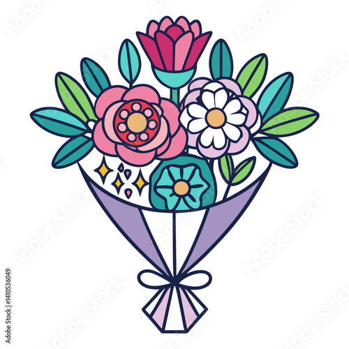 Wallpaper Mural  Colorful Jewel Flower Bouquet Illustration Torontodigital.ca