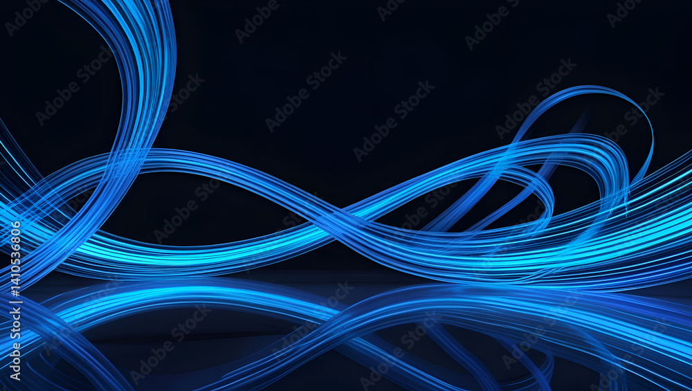 Naklejka premium glowing blue light trails abstract background