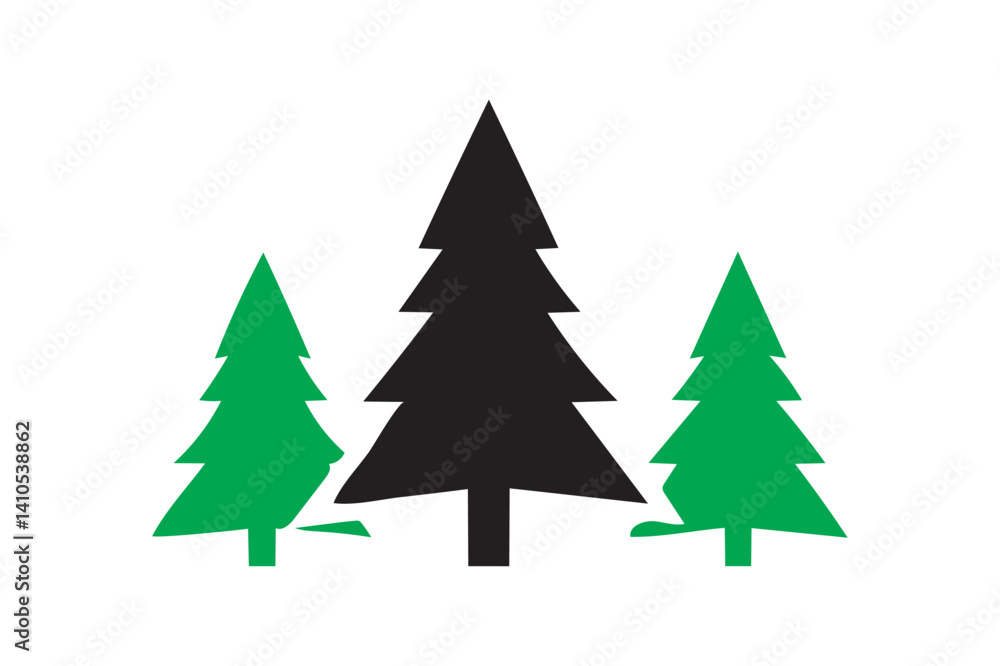 Christmas tree icon on white background. Christmas tree icon on white background.